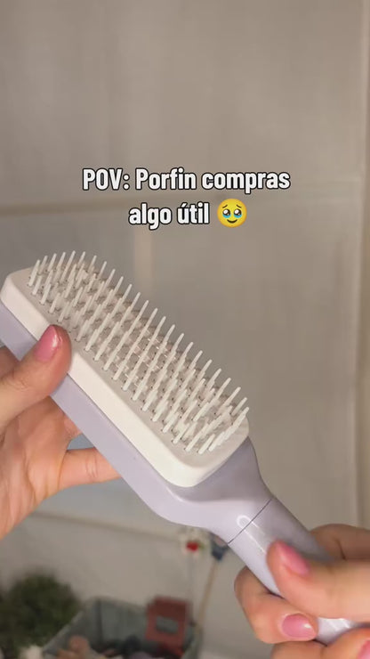 Cepillo Desenredante Retráctil Mango Giratorio Autolimpiante